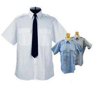 Short-sleeve uniform shirt with epaulets and chest pockets