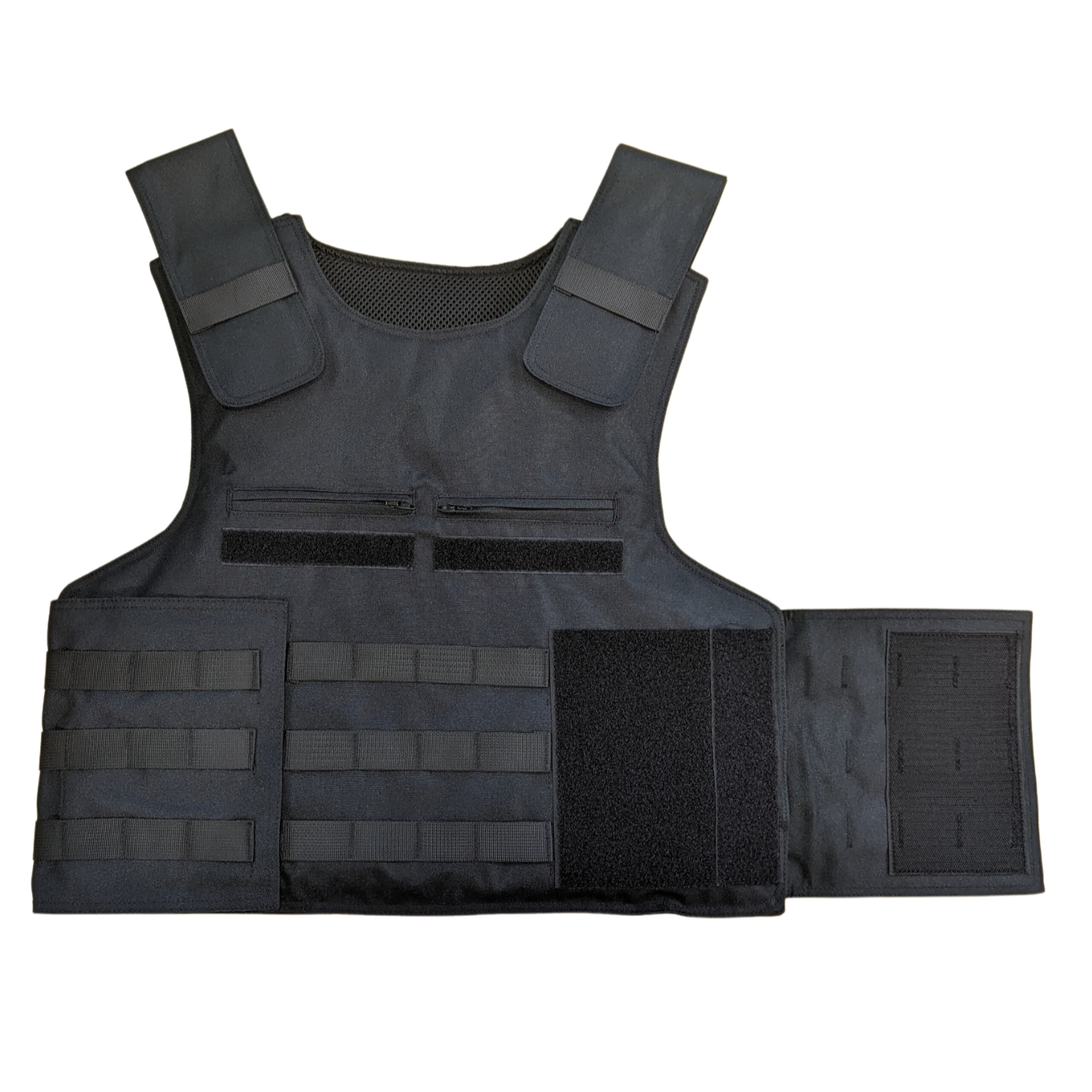 Black tactical vest on a white background