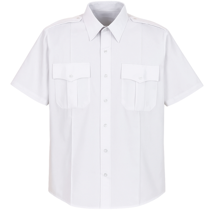 Short-sleeve uniform shirt with epaulets and chest pockets