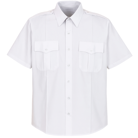 Short-sleeve uniform shirt with epaulets and chest pockets