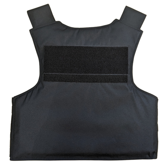 Black bulletproof vest on a white background backside
